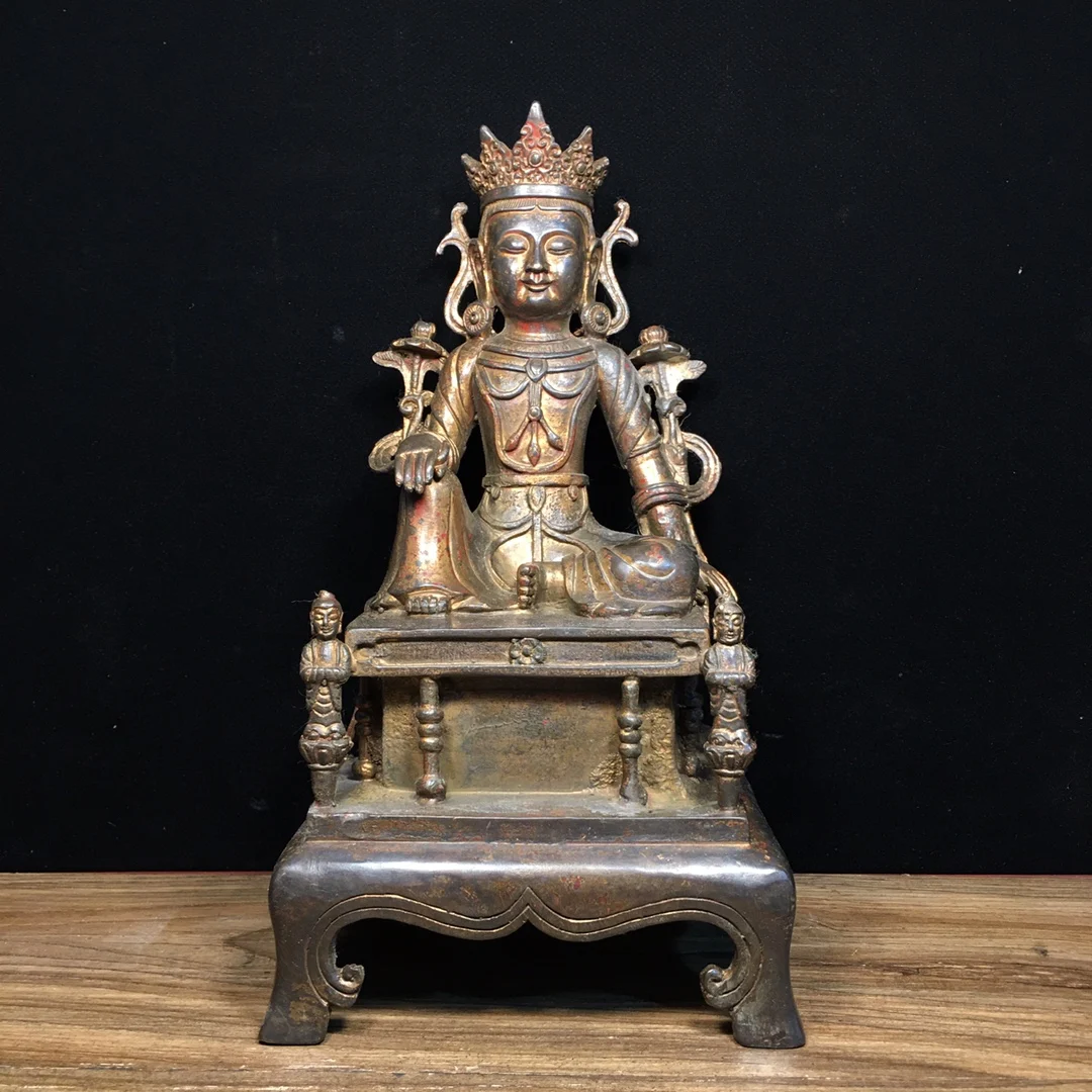 Pure Copper Free Guanyin Imitating antique bronze statues Length 13.5cm, width 13.5cm, height 26cm, weight 2020g