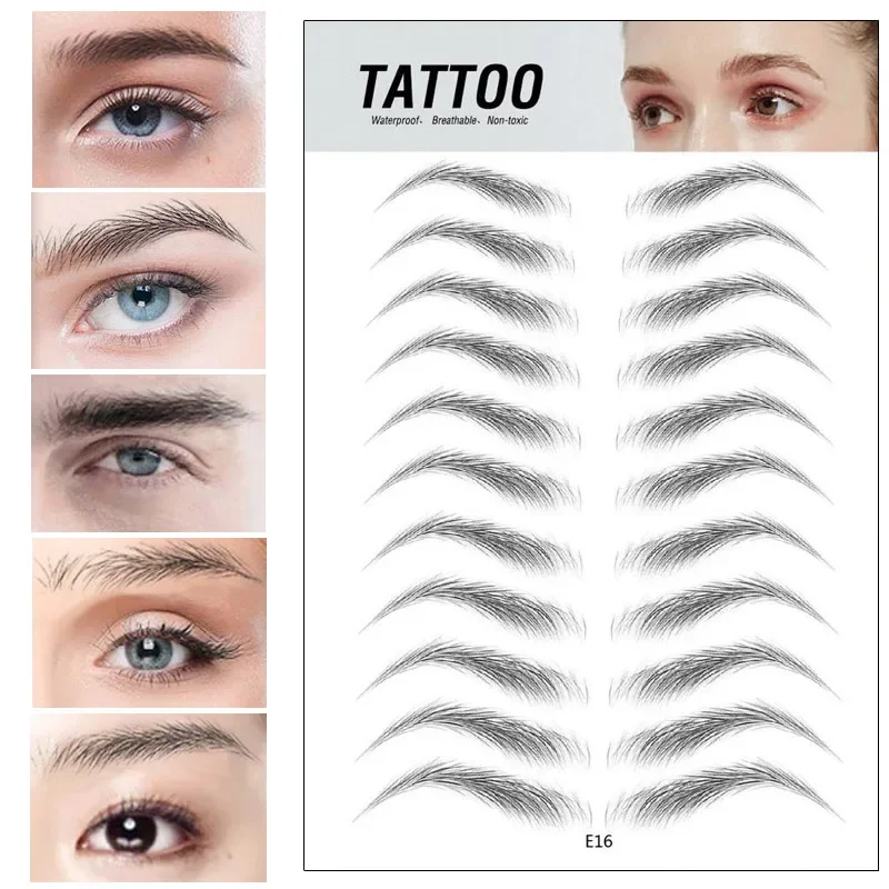 4D Hair-like Eyebrows Waterproof Water Transfer Stickers Makeup Eyebrow Tattoo Sticker Lasting False Eyebrow Patch Stickers