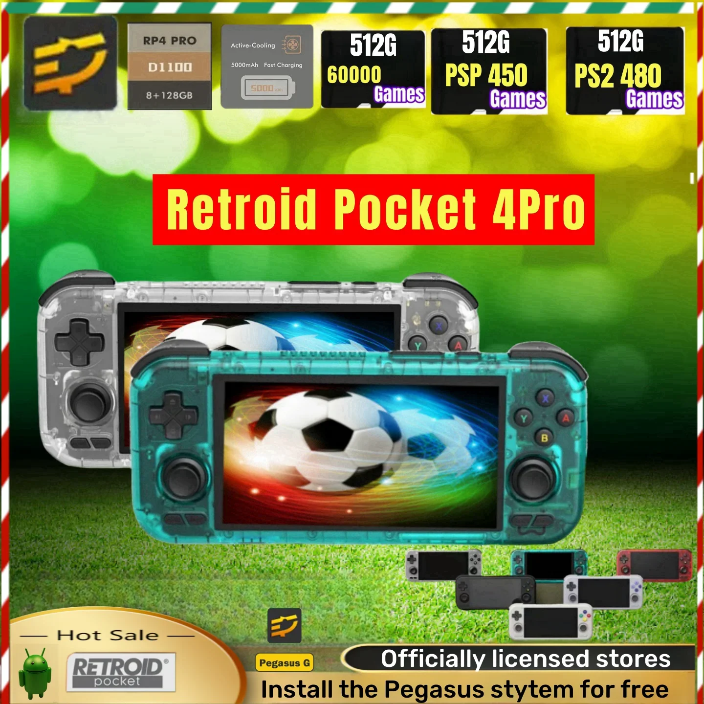 

Retroid Pocket 4 PRO Portable Handheld Game Console 4.7Inch Touch Screen RAM Bluetooth 5000mAh Hall Sticks 512G 256G PSP PS2