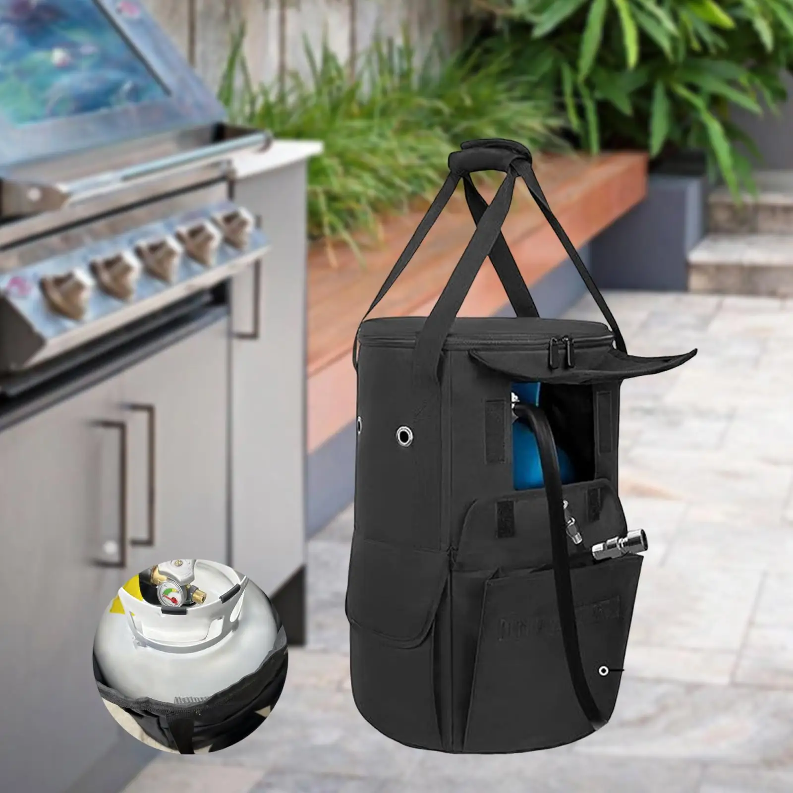 

Крышка бака 20 фунтов, сумка для хранения, пылезащитная водонепроницаемая крышка бензобака для гриля для резервуаров 20 фунтов для кемпинга, барбекю, пешего туризма на открытом воздухе