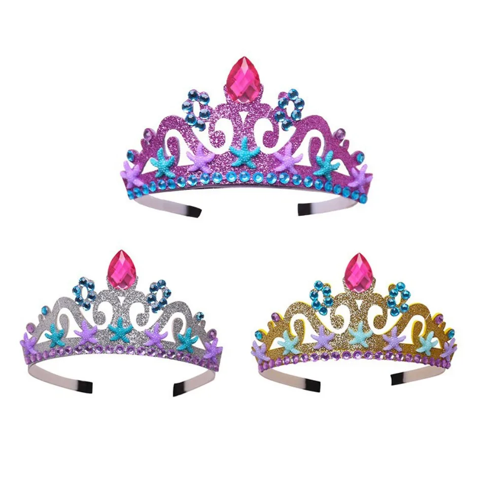 

Классическая повязка на голову с короной Русалочки, блестящий реквизит в виде русалки для девочек, модные вечерние аксессуары для волос на день рождения, аксессуары для волос русалки, принцесса, королева