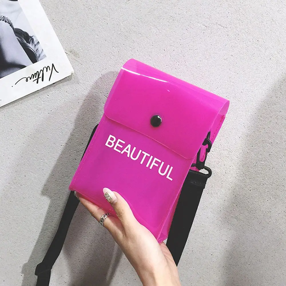 

Mobile Phone Bag Jelly Color PVC Summer Shoulder Pouch Crossbody Bag Transparent Messenger Bag Phone Pocket Single Shoulder Bag