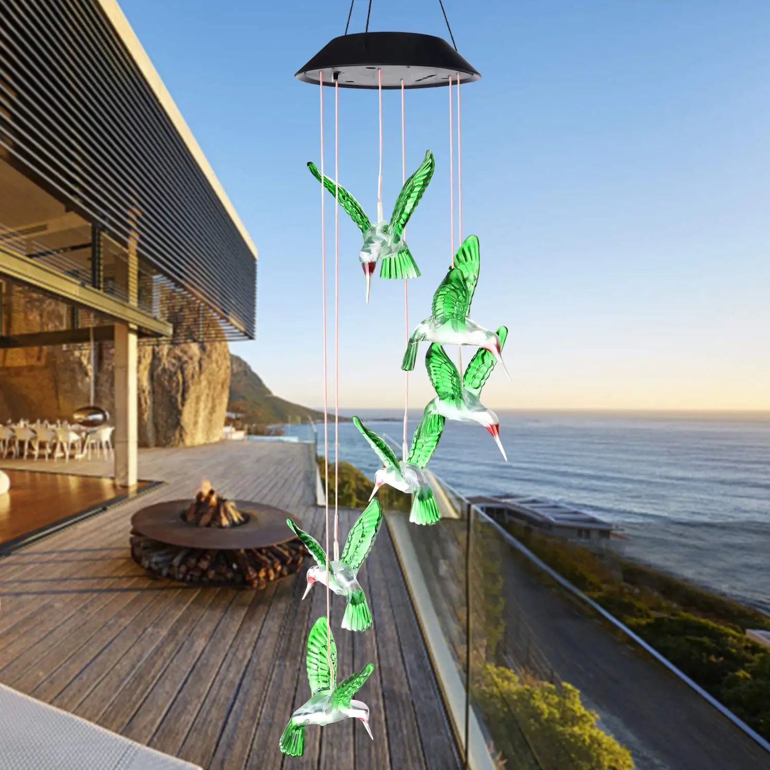 1PC Bunte Farbverlauf Garten LED Windspiele Dekoriert Solar Kolibri Landschaft Garten Lichter Dekoriert Atmosphäre – Detail 6