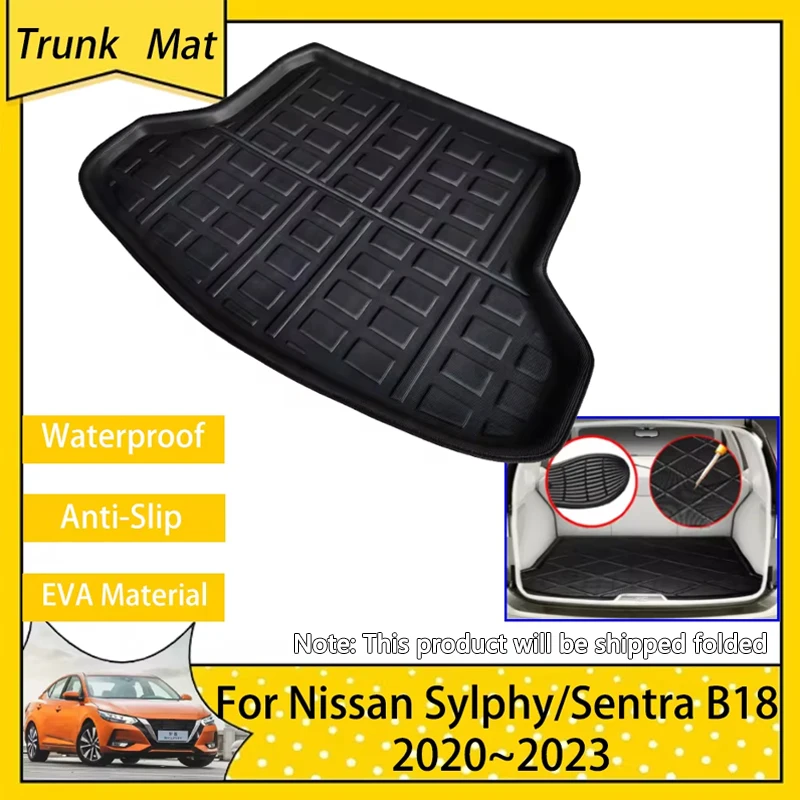 Car Trunk Mat for Nissan Sylphy Sentra B18 2020 2021 2022 2023 Accsesories Anti-Slip Rear Boot Tray Cargo FLoor Protector Carpet