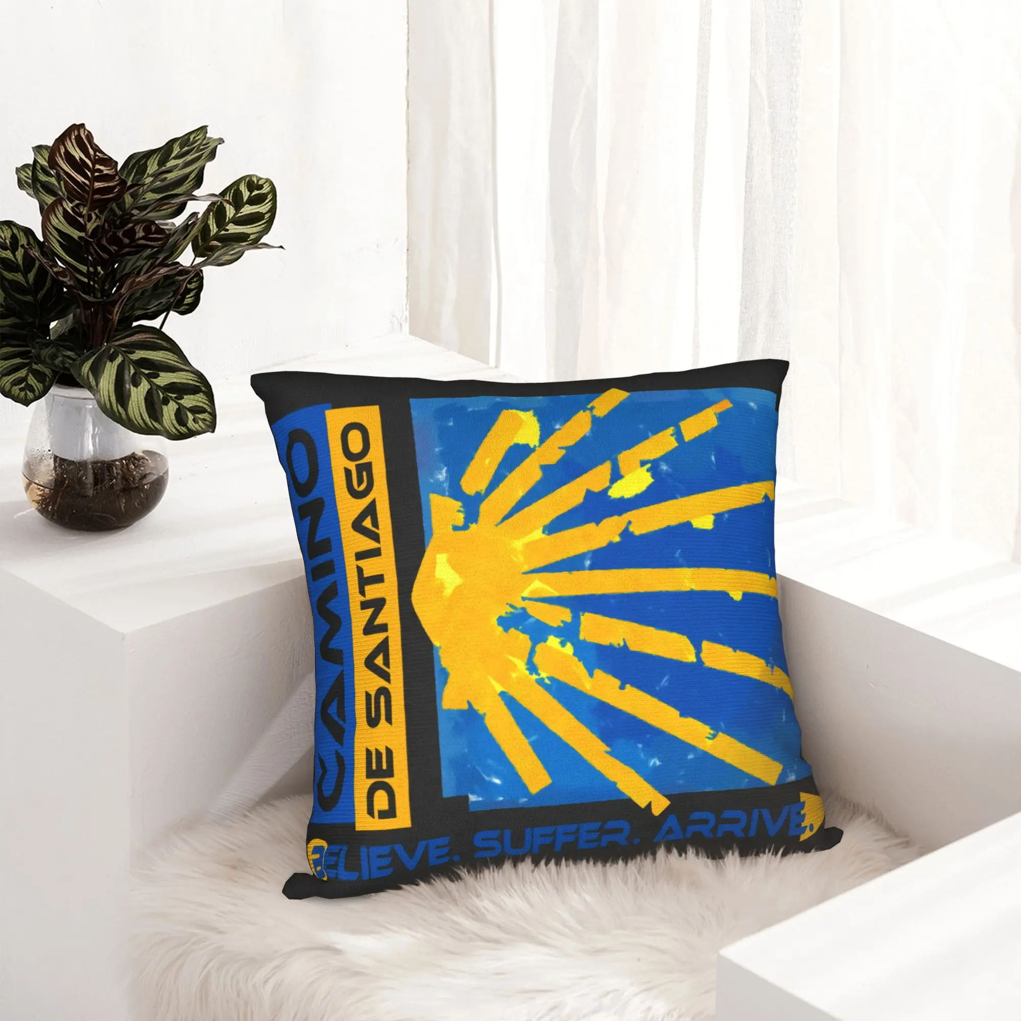 Camino de Santiago. Way of St. James. Hiking1 Cushion Cover 45x45cm  Soft Modern Pillow Cases for Car Sofa