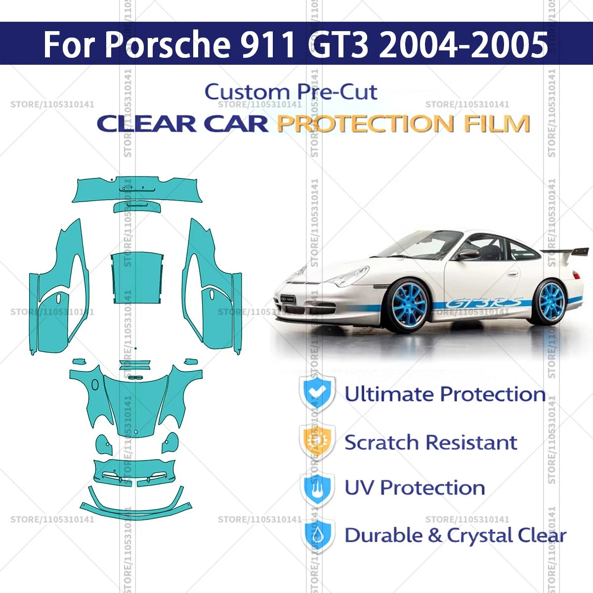 

Защитная пленка PPF для Porsche 911 GT3 2004-2005, прозрачная, профессиональная, для полной оклейки автомобиля