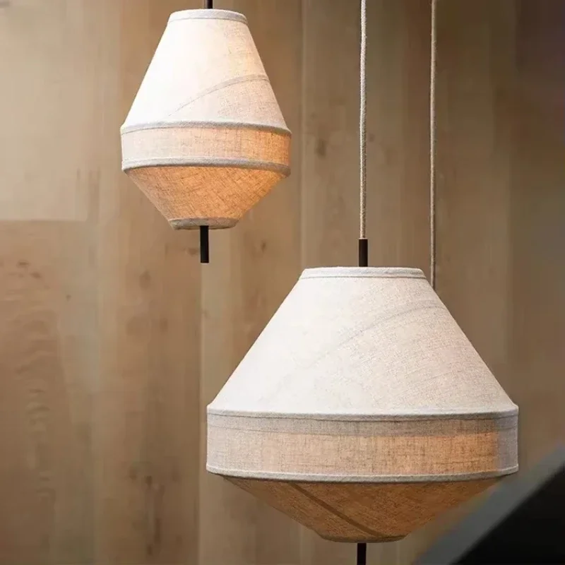 

2025 Wabi Sabi Fabric Pendant Light Nordic White Cloth Chandelier For Living Room Bedroom Restaurant Ufo Lantern Pendant Lamp