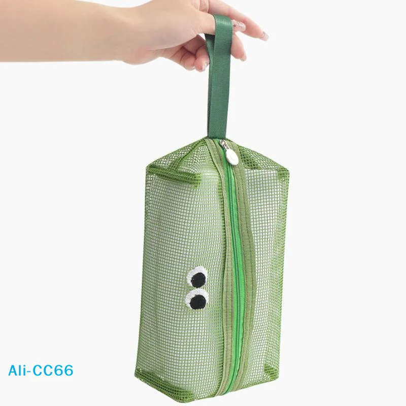 【C】Large Capacity Mesh Makeup Bag Breathable Quick Dry Shower Toiletry Bag Portable Storage Bag Beach Travel Pouch Transparent