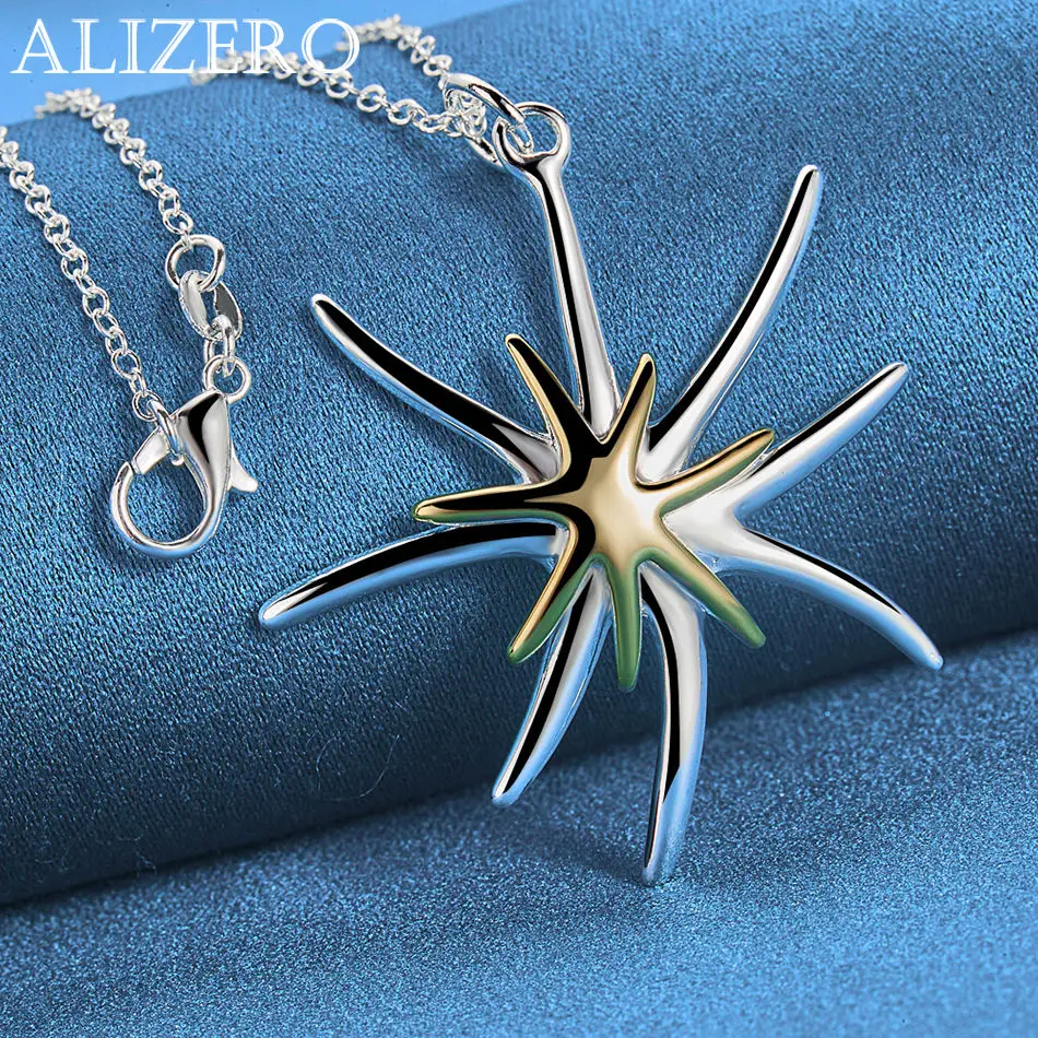 ALIZERO 925 Sterling Silver Big Starfish Pendant Necklace 16-30 inch Chain Wedding Party Gift Men Women Fashion Jewelry