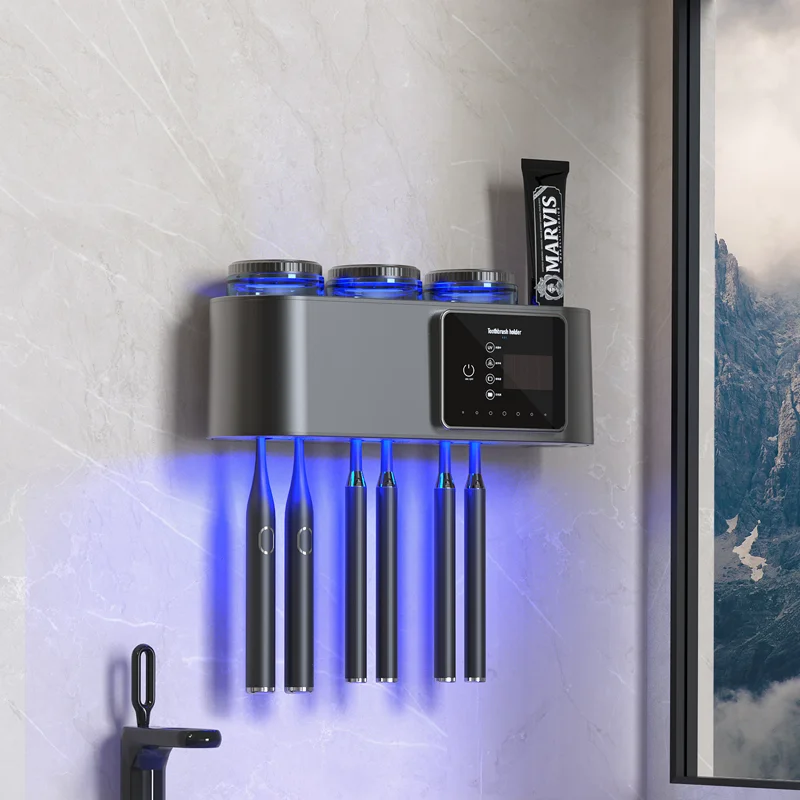 UV Toothbrush Automatic Sterilizer Air-dried Solar Energy USB Charge Wall-mounted with LED Display Home Bathroom Accessories