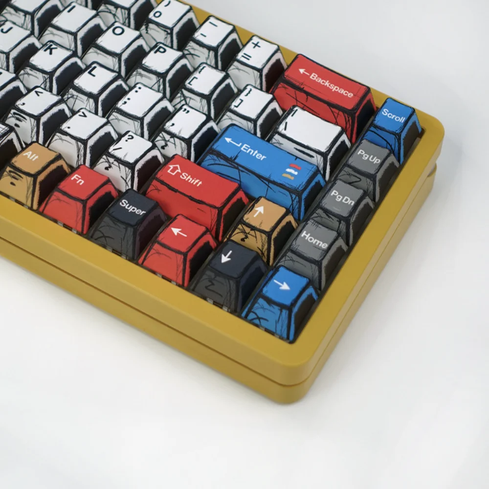 GEFENSI 130 Key Cherry Shaped Comic Keycap PBT Mechanical Keyboard Keycap Compatible With MX Gaming Keyboard
