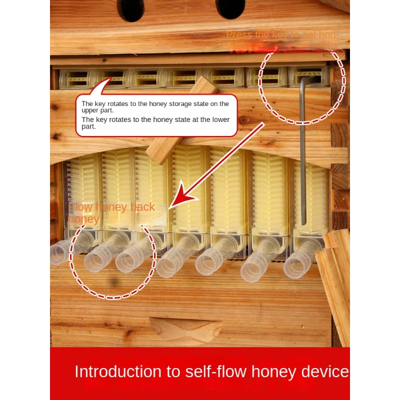 Self-Flow Bee Hives Fir Boiling Wax Beekeeping Full Set Double-Layer High Box Automatic Honey Flow Device Bee Tools