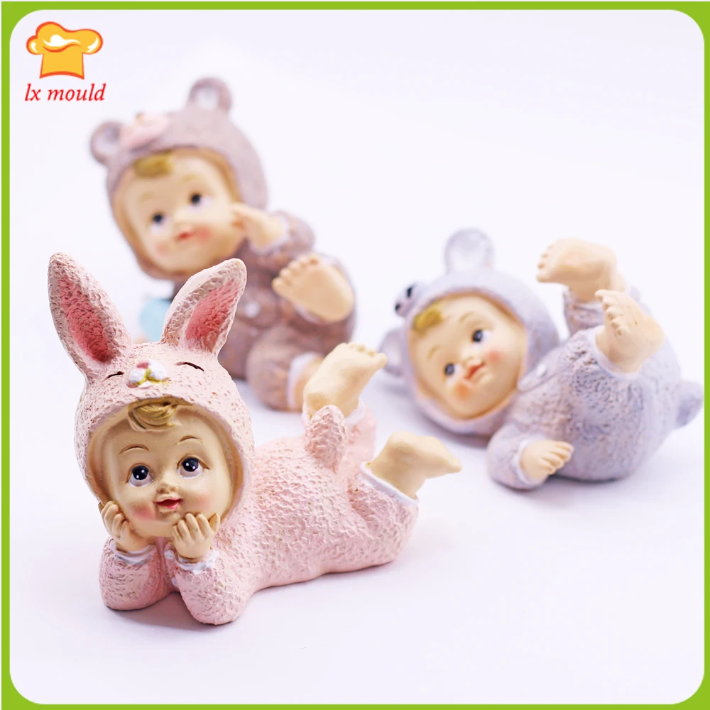 3D Baby Silicone Mold Boy Girl Candy Chocolate Sugarcraft Cake Decoration Wedding Birthday Polymer Clay Candle Moulds for DIY
