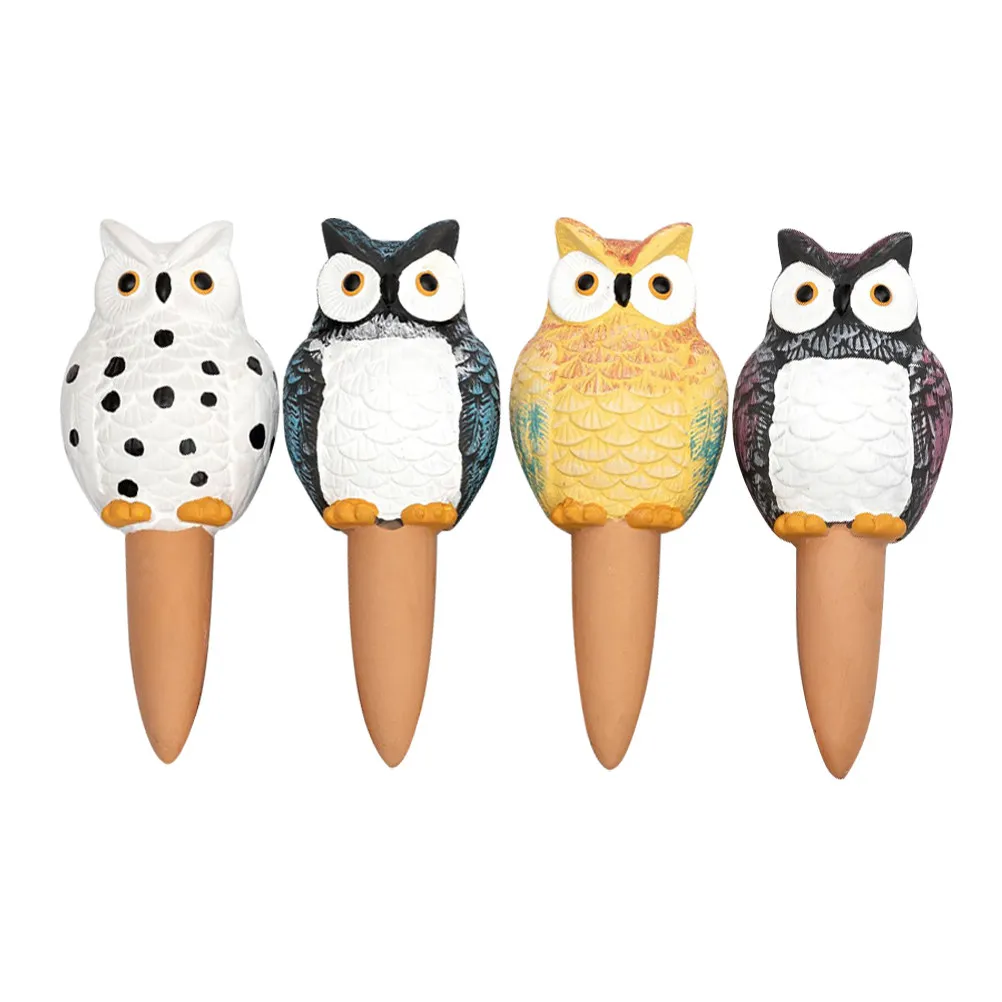 Automatic Plant Waterer 4 Pack Owl Design Self Watering Devices for Indoor Potted Plants Vacation Care