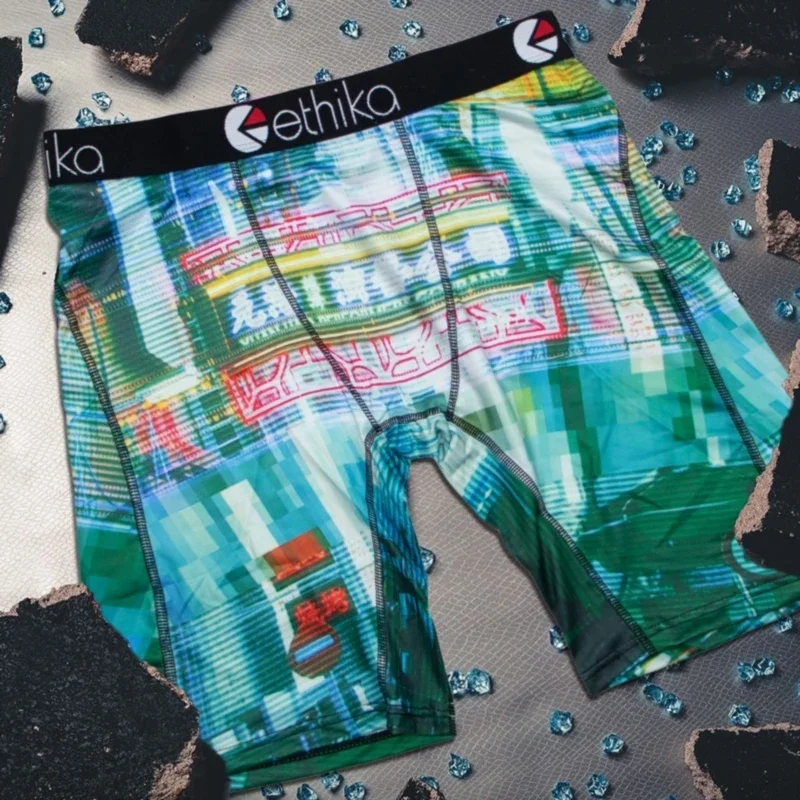 

ETHIKA Мужское нижнее белье Нейлоновые дышащие сетчатые мужские трусы с промежностью Мужские трусы размера плюс 3XL Мужские боксеры с принтом Мужские боксеры