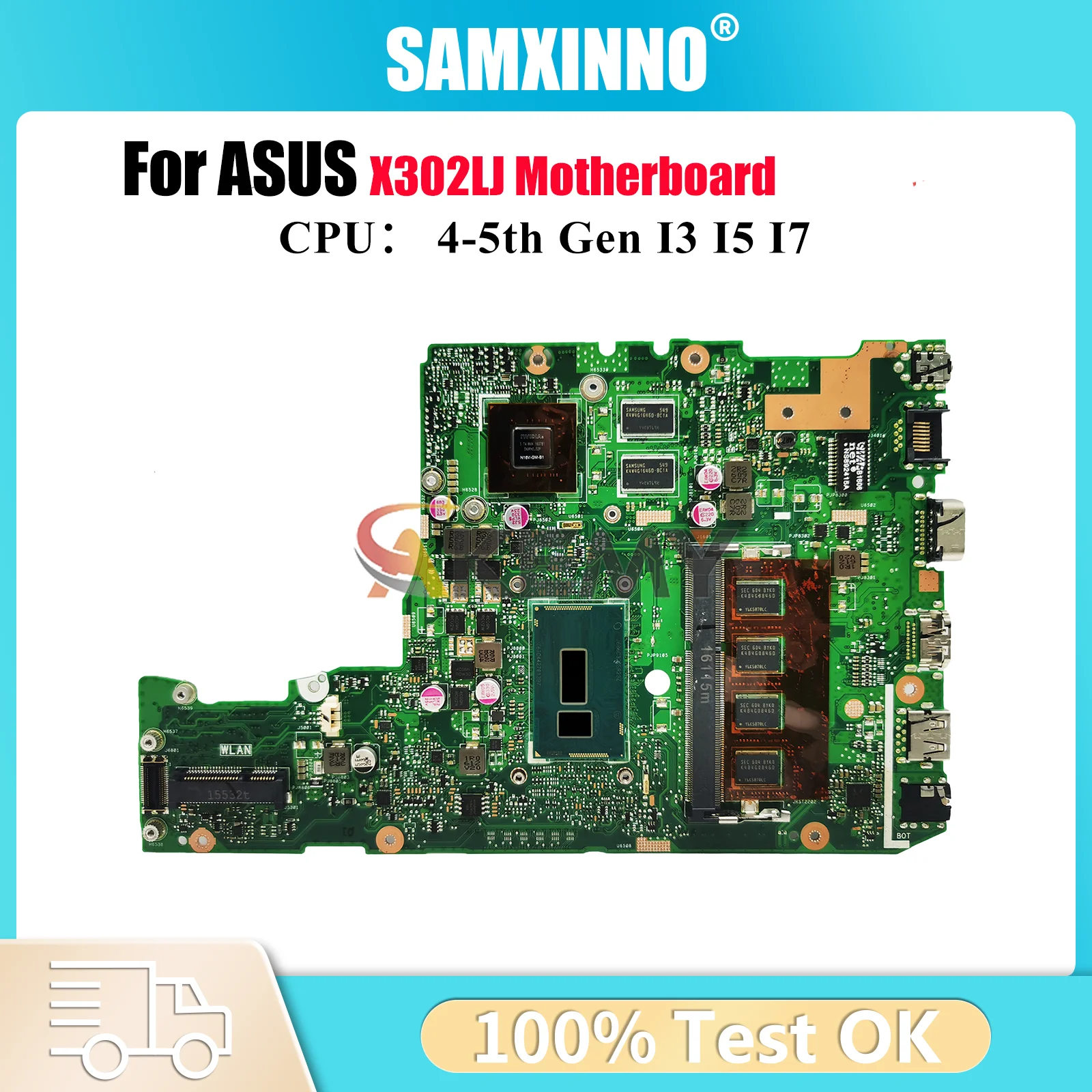 

X302LJ Laptop Motherboard For ASUS VivoBook X302L X302LJ Notebook Mainboard With I3 I5 I7 CPU 100% tests OK fast shipping stk