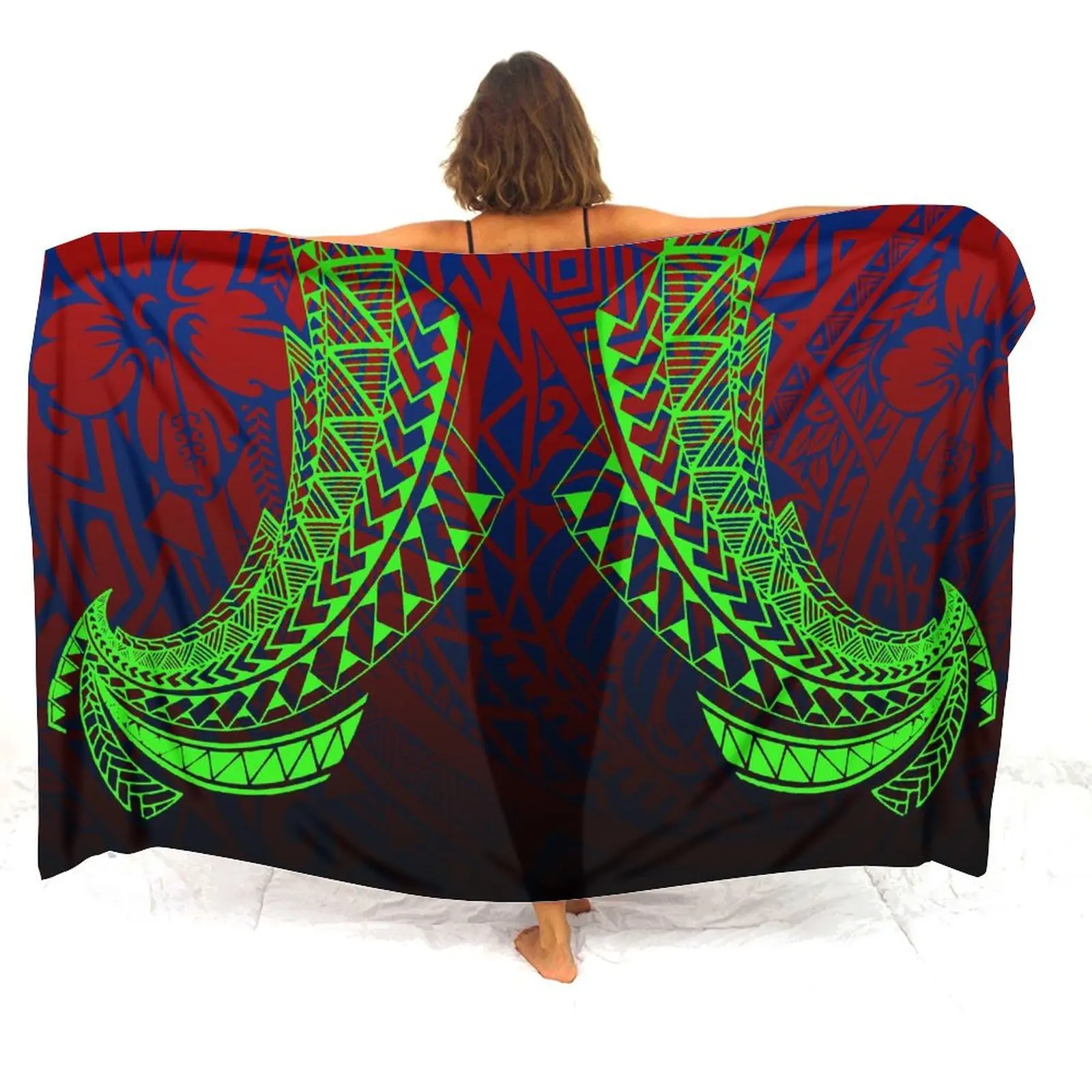 Hawaiian Tropical Elegant Sarong Shawl Custom Polynesian Floral Print Tribal Ethnic Pattern 3d Printed Seaside Sun Shawl Apron