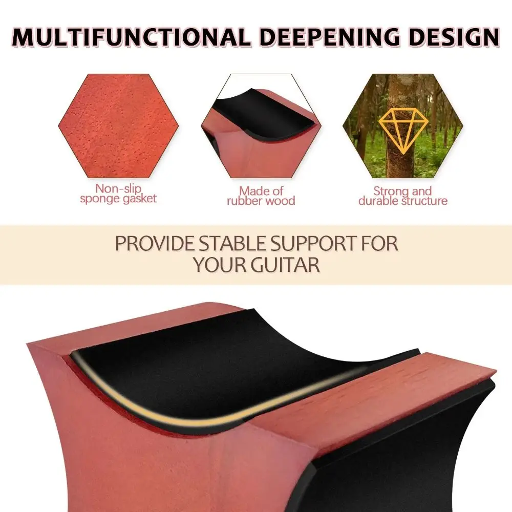 Support Pillow Guitar Wooden Neck Bracket Mahogany Material 2 Usage Height Guitar Neck Rest Vertical Professional view 4