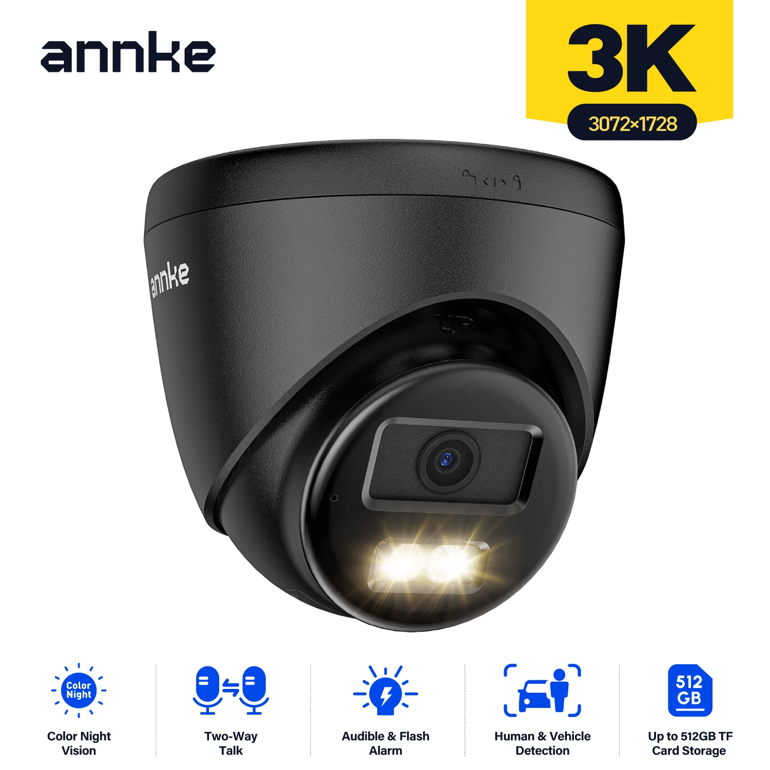 

Annke AC500 3K IR Ultra HD IP PoE Camera Dual Light Outdoor PoE Security Camera Human Vehicle Detection Built-in Microphone