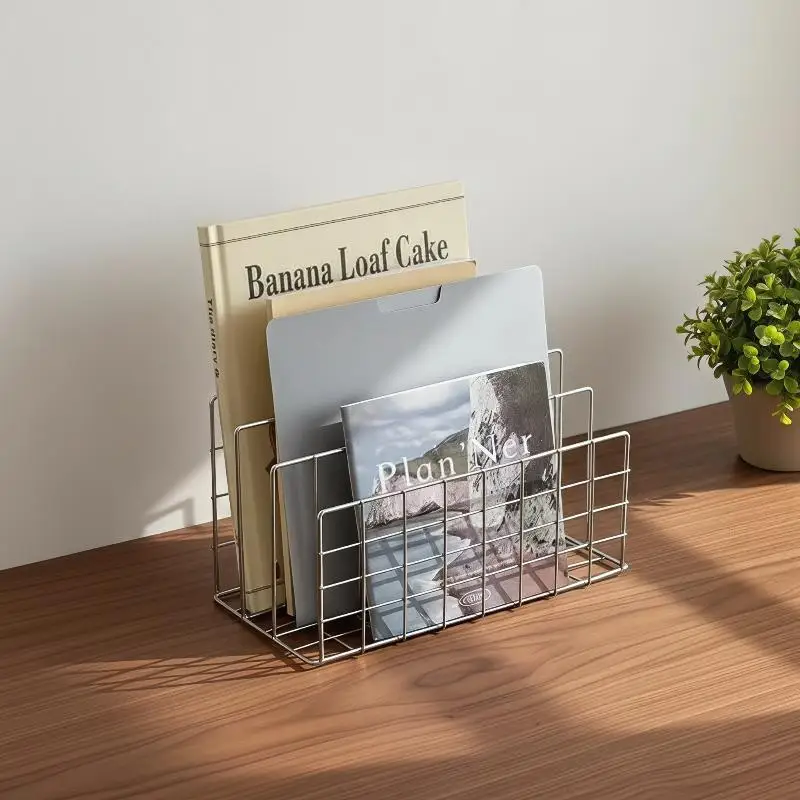Large Capacity Chrome 3 Tier Desk Storage Organizer 10 Compartments for Books Magazines Stationery Document Storage
