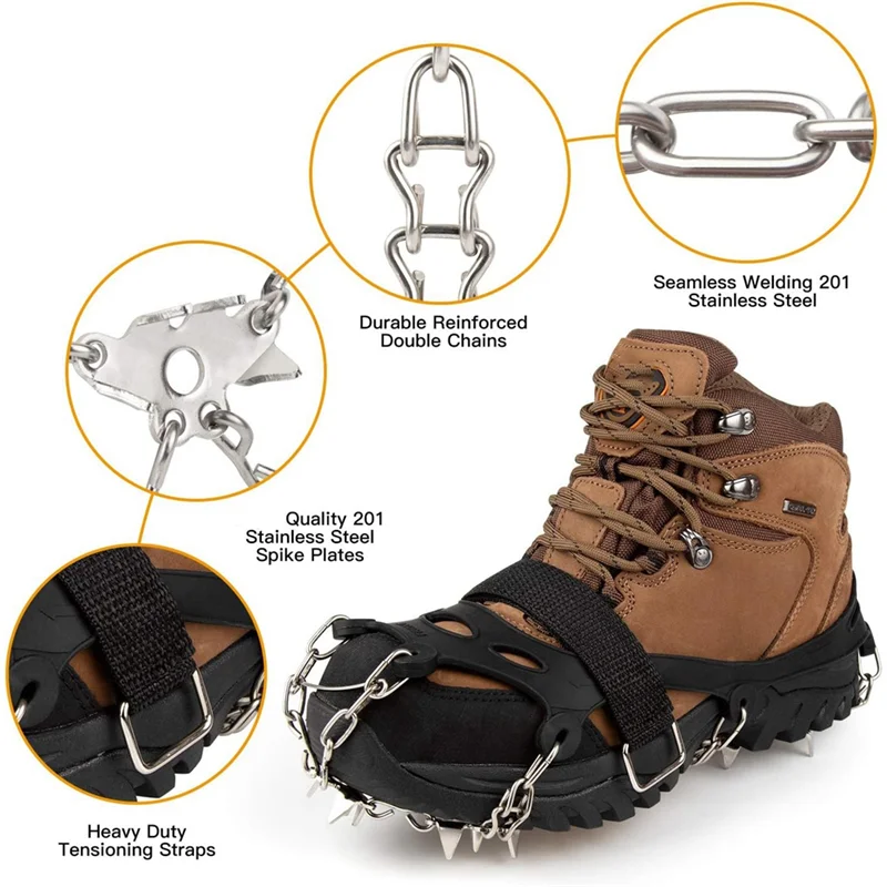 

【Hot Selling】28-Tooth 201 Stainless Steel Outdoor Ice And Snow Anti-Skid Claws Welded Anti-Skid Shoe Covers With Ice Grippers