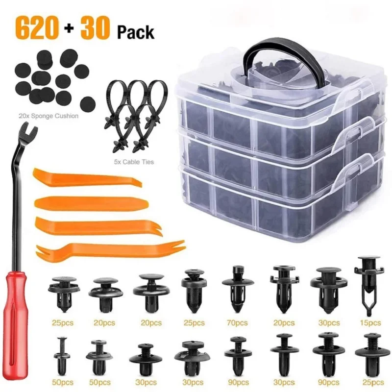 750/620PCS Car Fastener Clips Mixed Car Fasteners Door Trim Panel Auto Bumper  Retainer Push Engine Cover Fender Clip