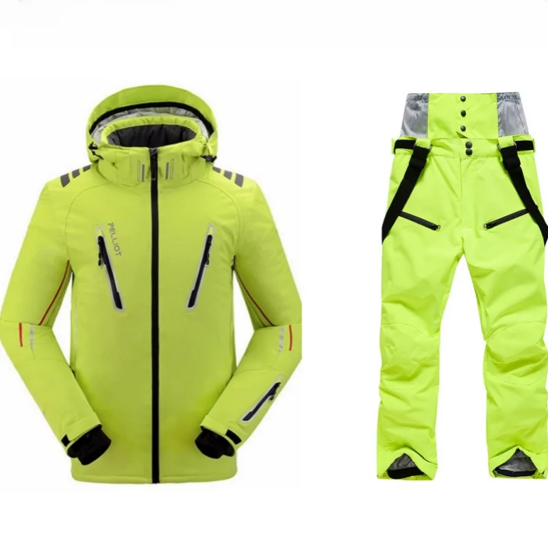 Pelliot Hombre Trajes de esquí chaqueta + Pantalones de los hombres de agua a prueba de transpirable TThermal de algodón-acolchado Snowboard traje de los hombres de esquí chaqueta