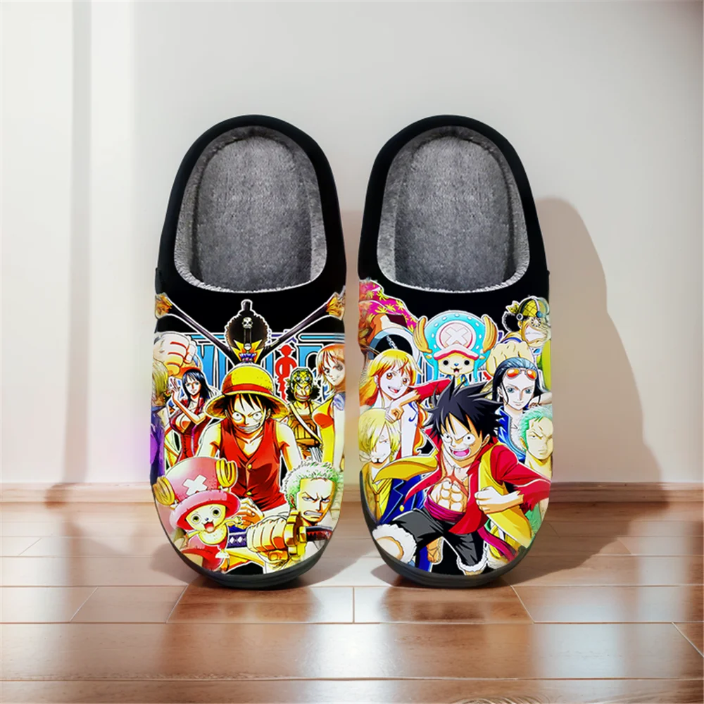 

Anime Cartoon Cute Home Slippers ONE PIECE All Character Winter Warm Slippers For Man Woman Boy Girl Unisex Halloween Gift