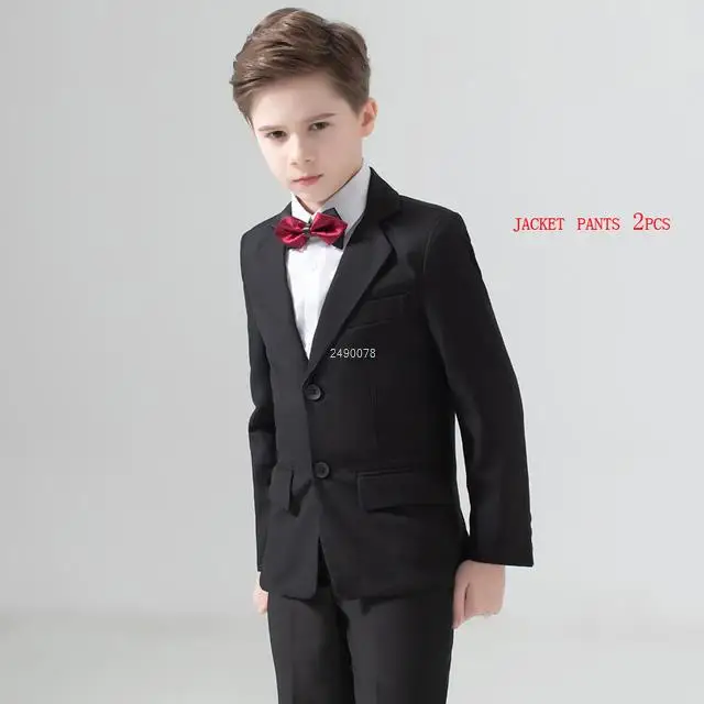 Kids Navy Blue Wedding Suit For Boys Birthday Photography Dress Child Red Blazer School Performance Party Prom Clothing Set