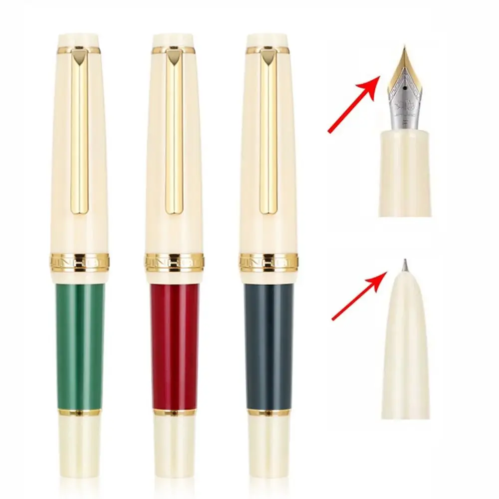 Gift Portable Mini Fountain Pen Extra Fine Nib Acrylic Pocket Writing Pen Gold Trim 0.38/0.5mm Ink Pens Calligraphy Practice