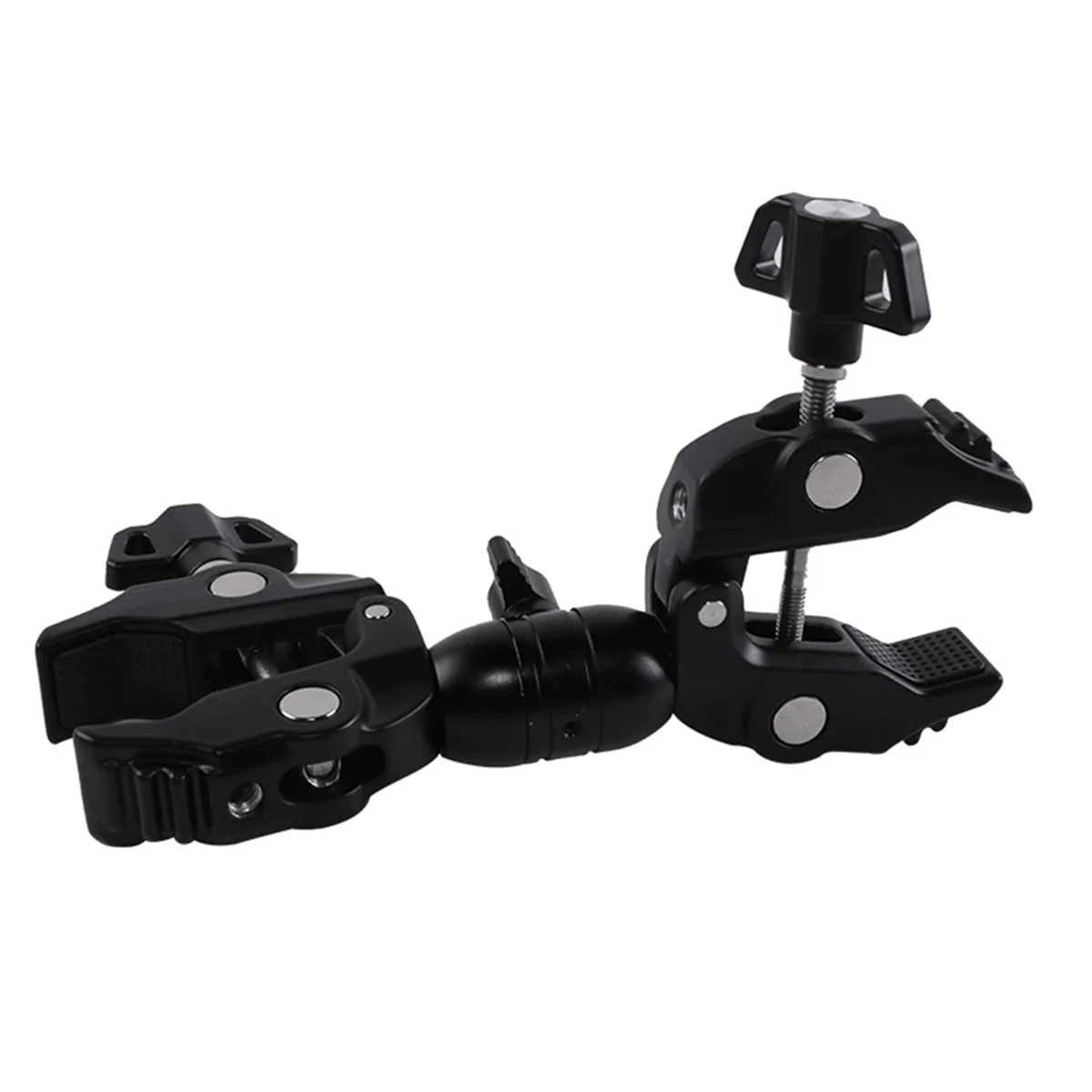 Double Metal Super Clamp Articulating Arm Clip 360° Dual-Head Super Clamp for Umbrella Monitor LED