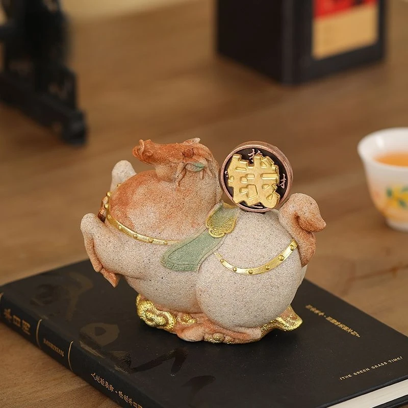 2026 New Style Fortune Zodiac Horse Ornament Sandstone Office Entrance Living Room Front Desk Fun Gift For Friends