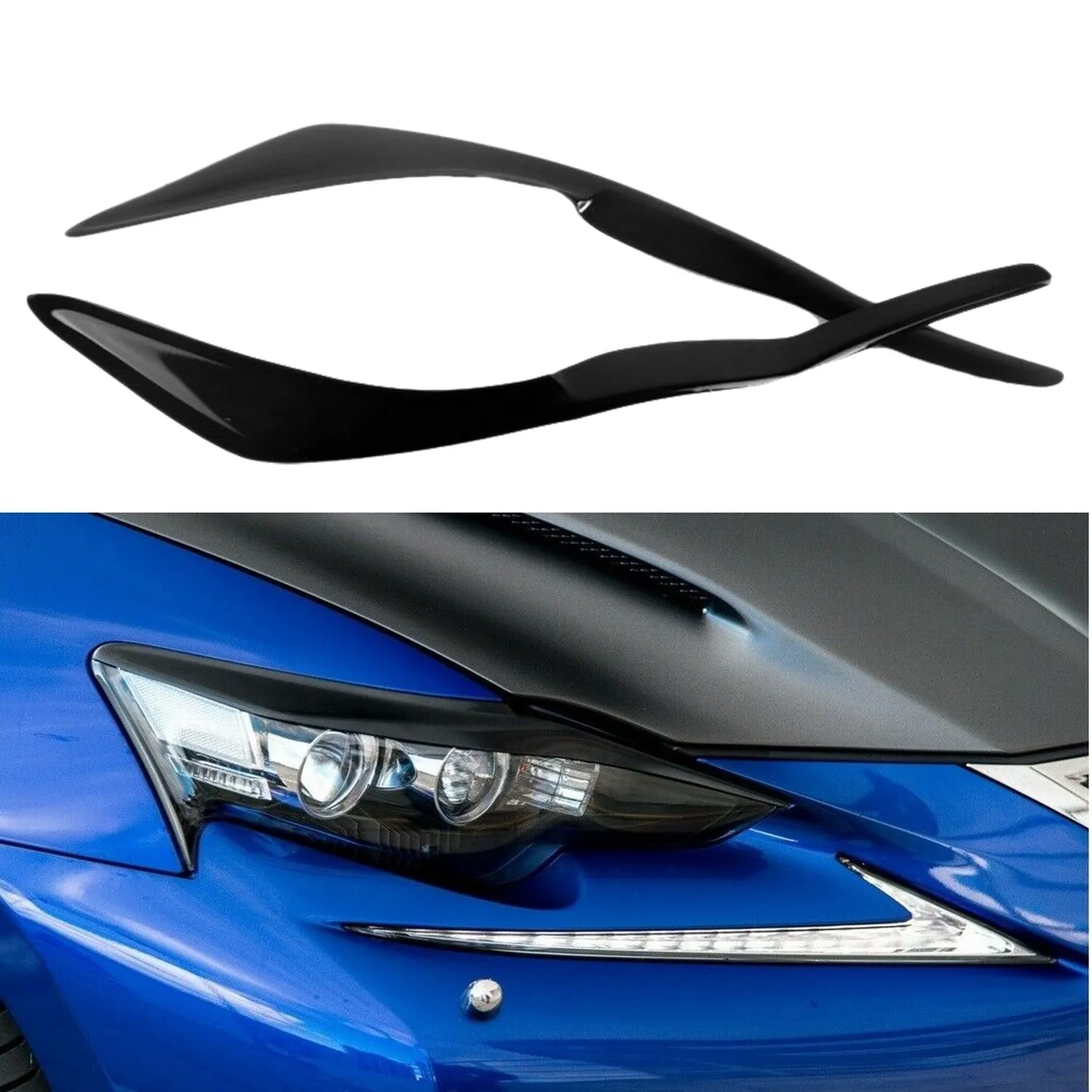 for Lexus IS300 IS250 IS200T 2017-2019 Glossy Black Car Sticker Front Headlights Eyebrow Eyelid Trim Cover Accessories