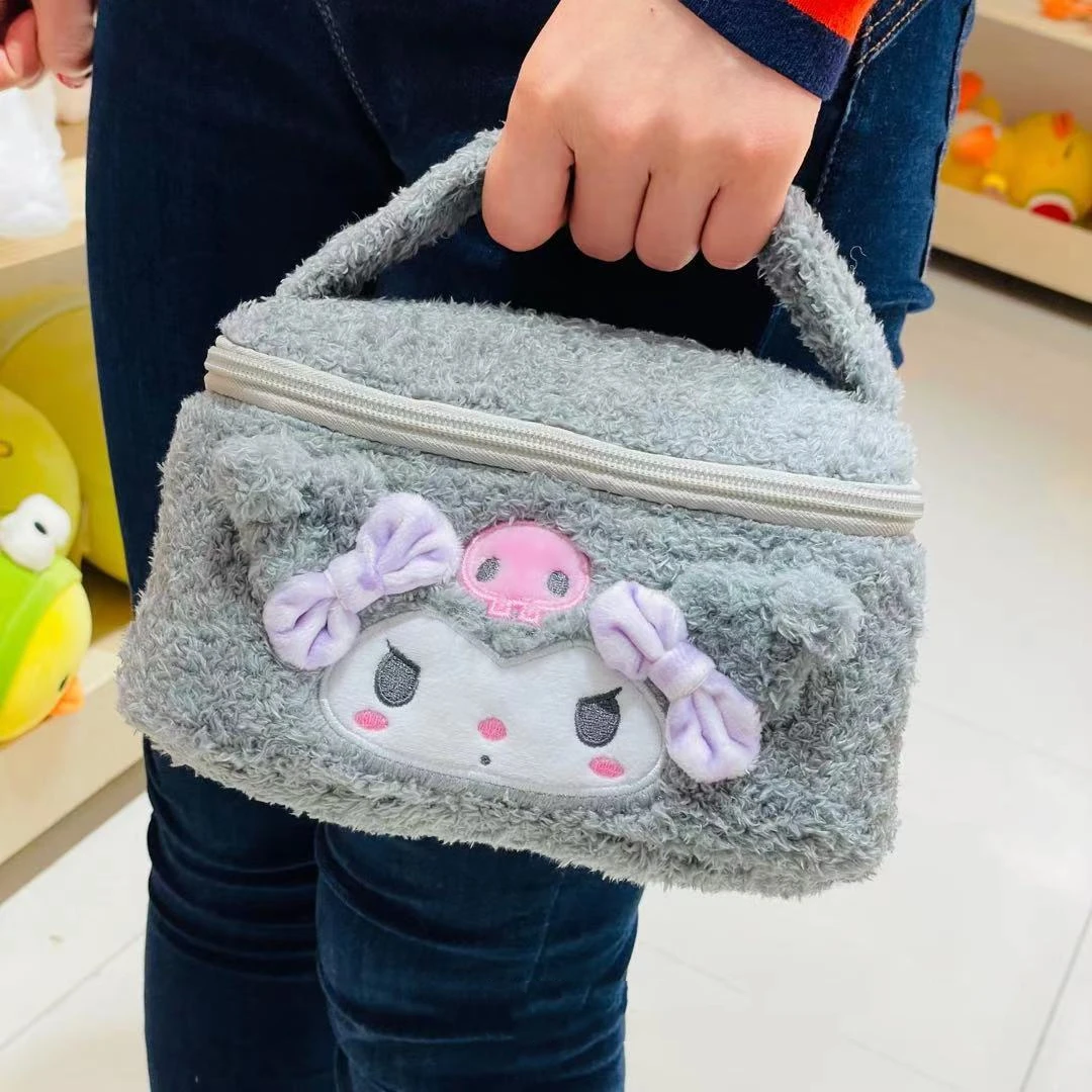 Kawaii Anime Kuromi My Melody Shoulder Bag Handbag Lovely Japanese Style Plush Toy Cute Cosmetic Bag Gifts For Girl Student