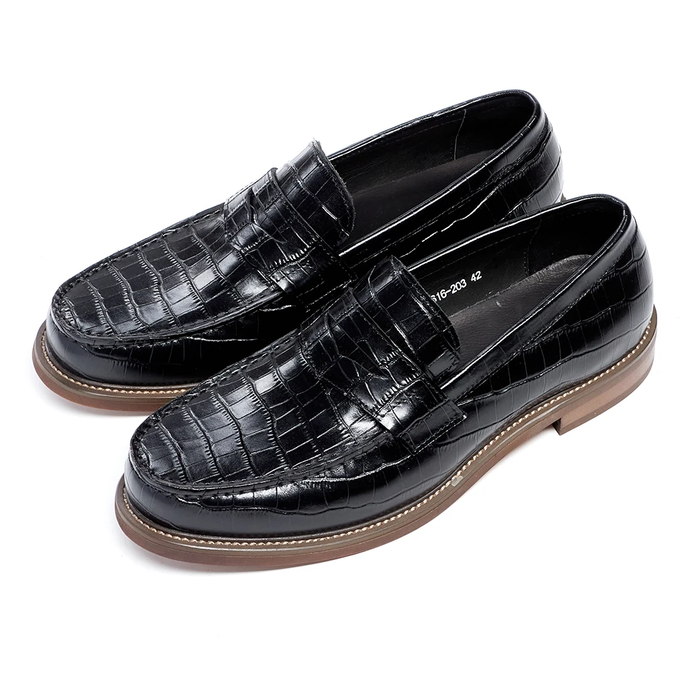 Authentic Real Crocodile Skin Glossy Black Men's Classic Dress Loafers Genuine Leather Business Casual Male Slip-on Dress Shoes