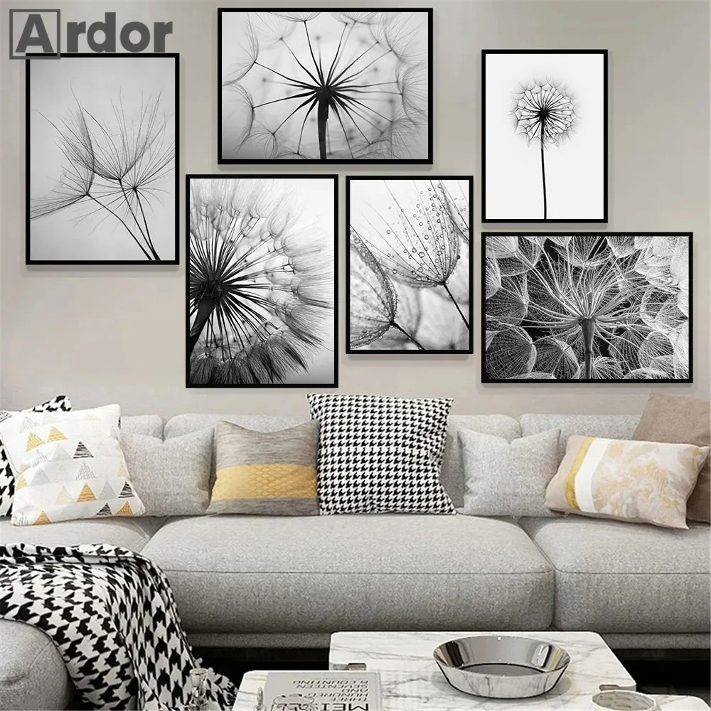 

Abstract Dandelion Canvas Art Painting Plant Black And White Wall Art Print Poster Modern Nordic Wall Pictures Living Room Decor