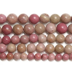 Natural Stone Grade AA Rhodonite Round Beads 15