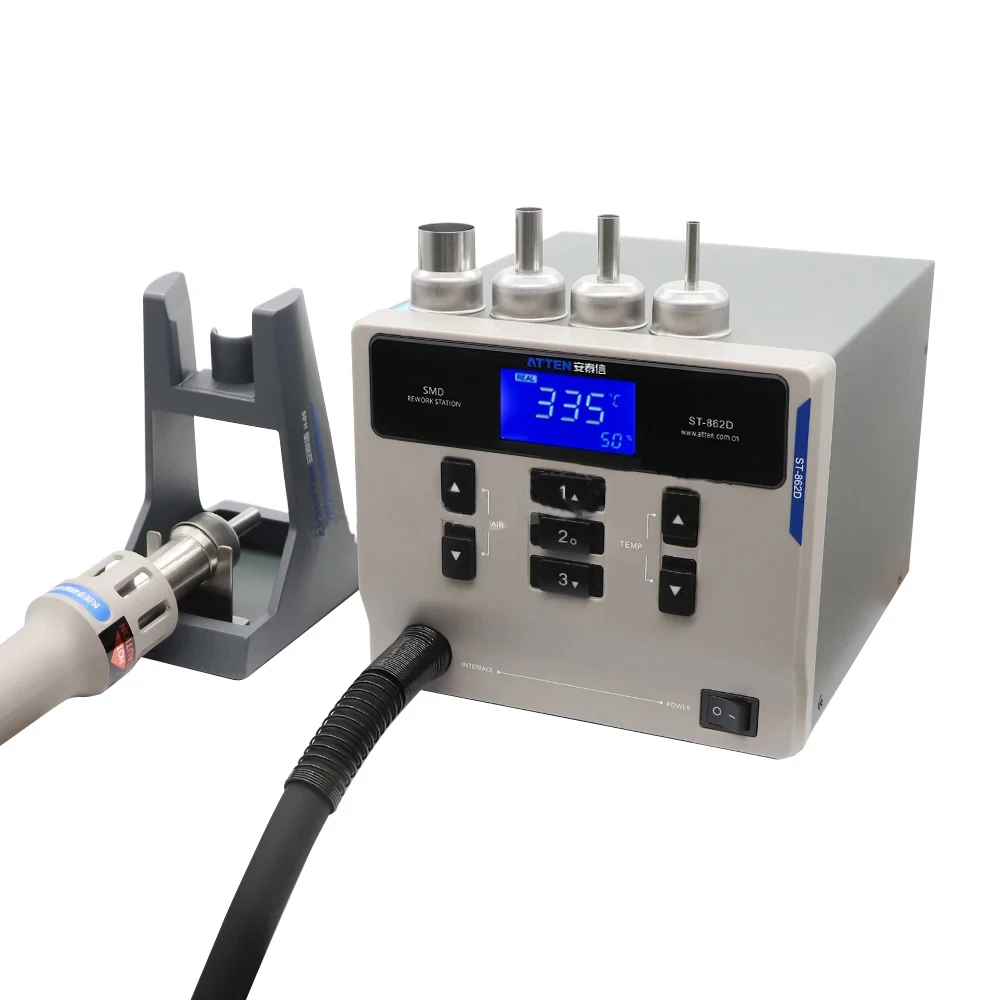 ATTEN St-862D 110V / 220V 1000W Hot Air Gun Digital Display BGA Rework Station Automatic Sleep Repair Desoldering Station