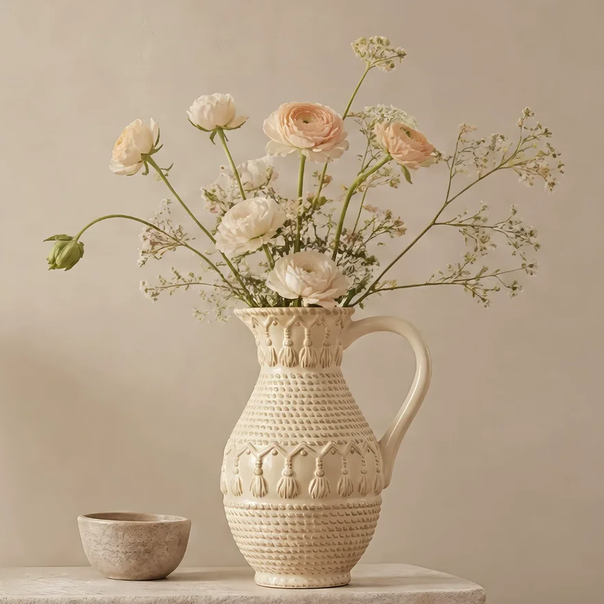 Ceramic WhiteVase Decoration Spiral Vase Modern Home Decoration Flower Pot Vase Decoration Home Living Room Decoration