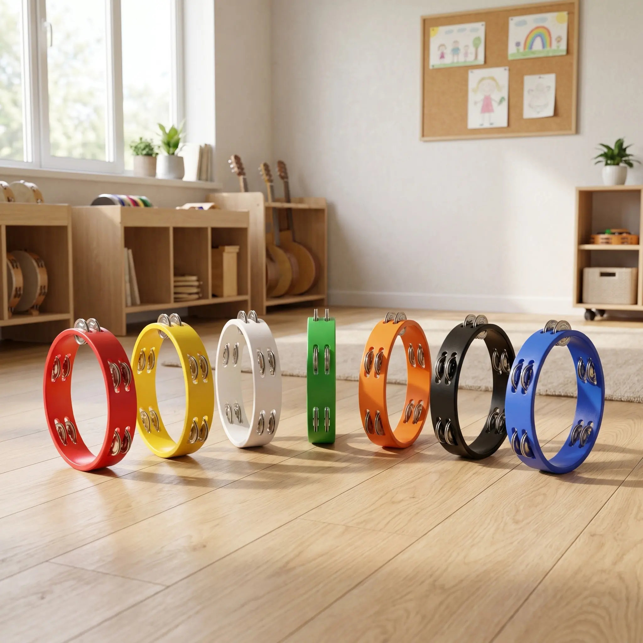 7Pcs Beginner Drum Set for Kids Hand Bells Tambourine Instruments Set Plastic Musical Instruments for Toddlers Ages 1-5