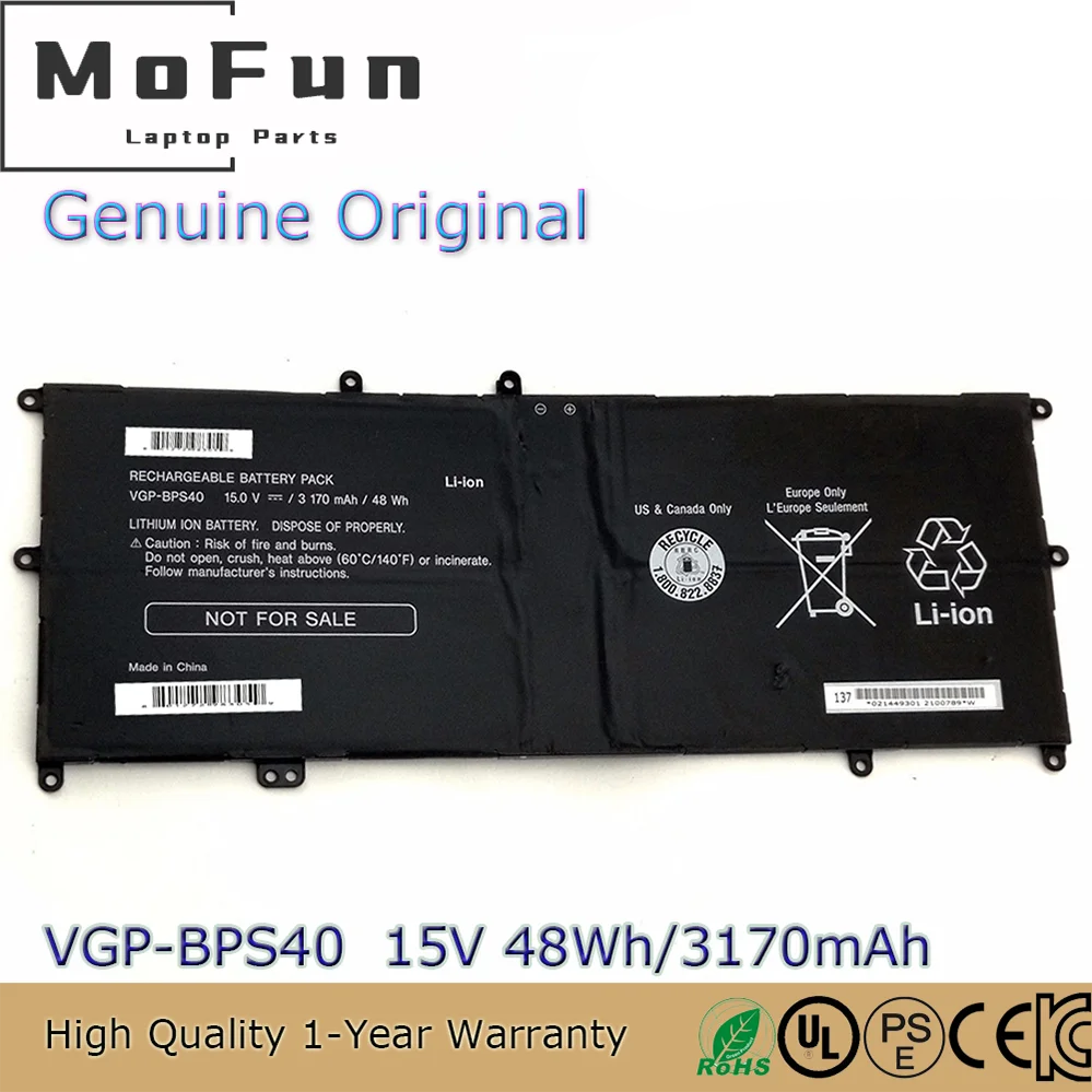 

Оригинальный аккумулятор для ноутбука VGP-BPS40 15 В 3170 мАч для Sony Vaio Flip Svf 15A SVF15N17CXB VGPBPS40 BPS40