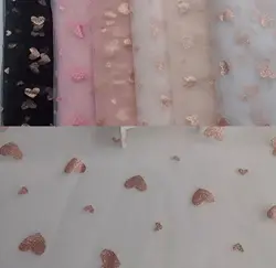 0.5 metr drukowania szampana serca Tulle Mesh gipiury koronki tkaniny dekoracja do sukni ślubnej DIY brokat materiał do szycia dostaw