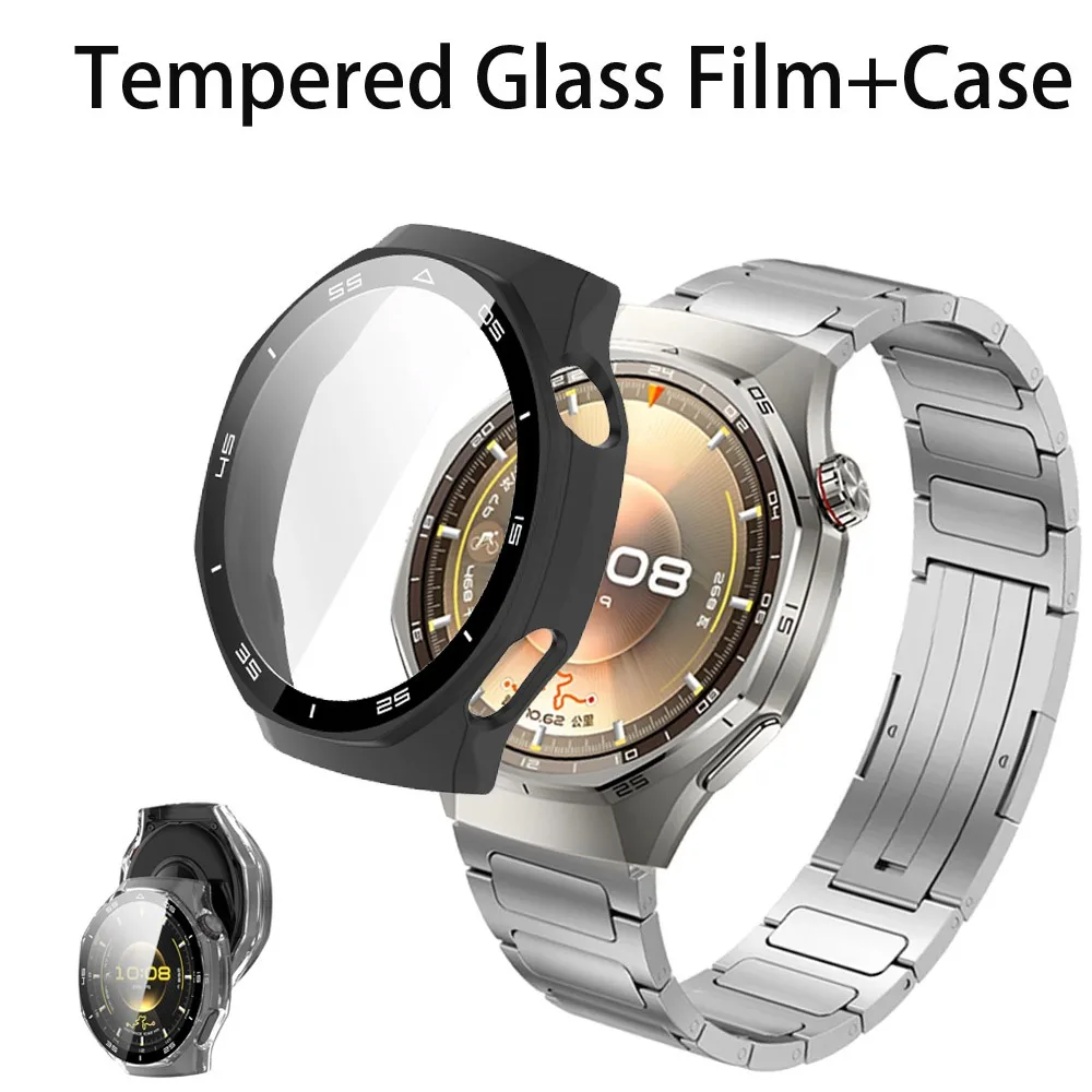 Tempered Glass Film+Case for Huawei Watch GT6 Pro 46mm Scale Screen Protective Shell Huawei Watch GT6 Pro HD Tempered Glass Case