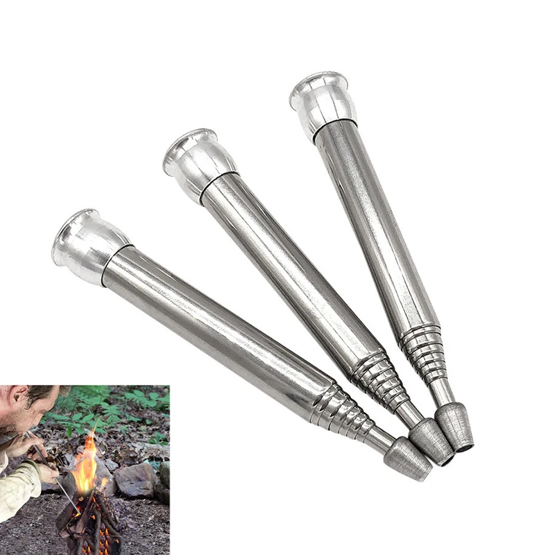 1Pcs Fire Blow Pipe Telescopic Camping Blow Fire Tube Collapsible High Effective Tiny Camping Equipment Flame Blowing Tube Tool