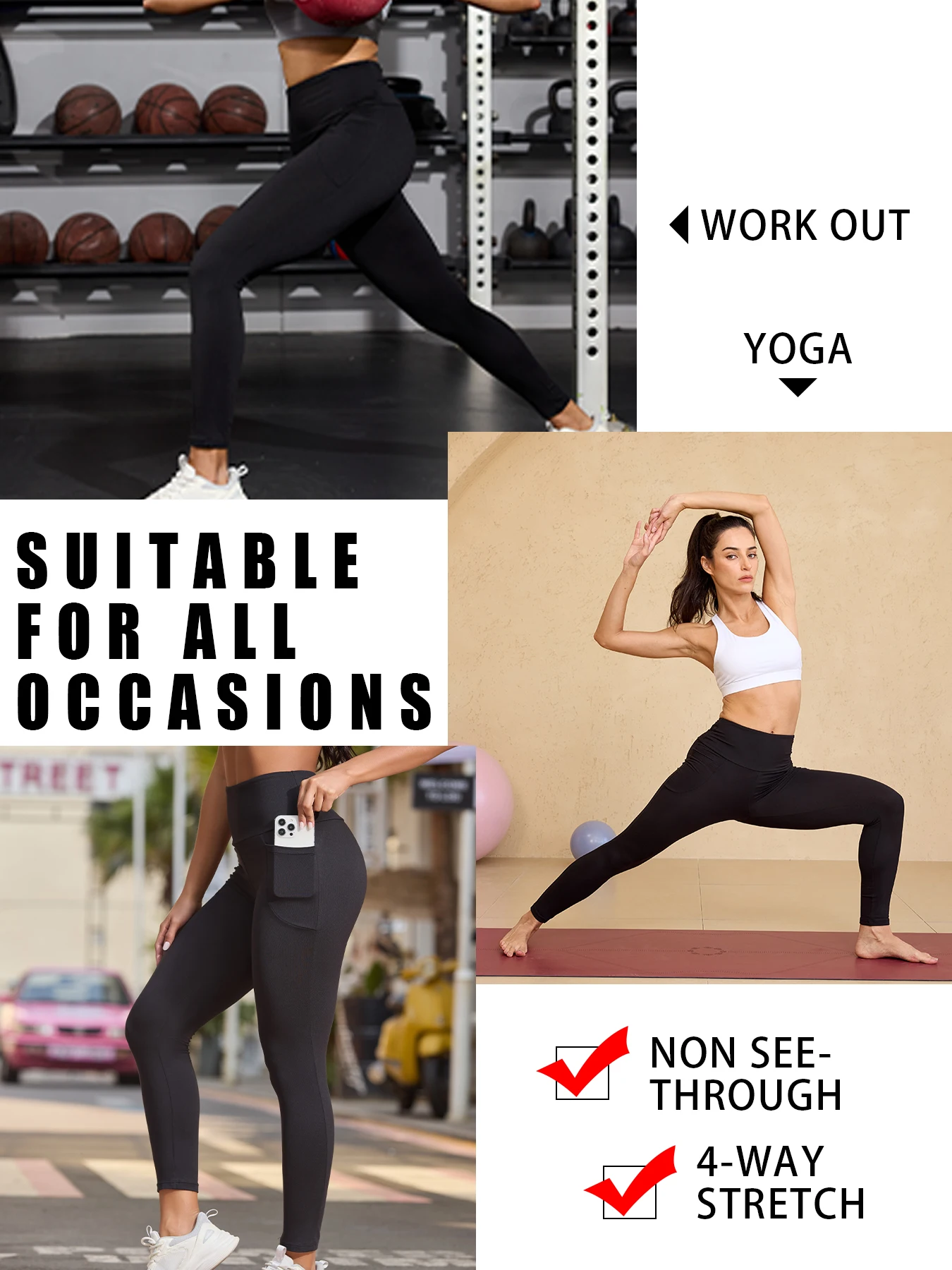 عبوتان من السراويل الضيقة النسائية فائقة النعومة مع جيوب، تحكم عالي الخصر في البطن لتمارين اليوجا وملابس الصالة غير الرسمية المريحة #4