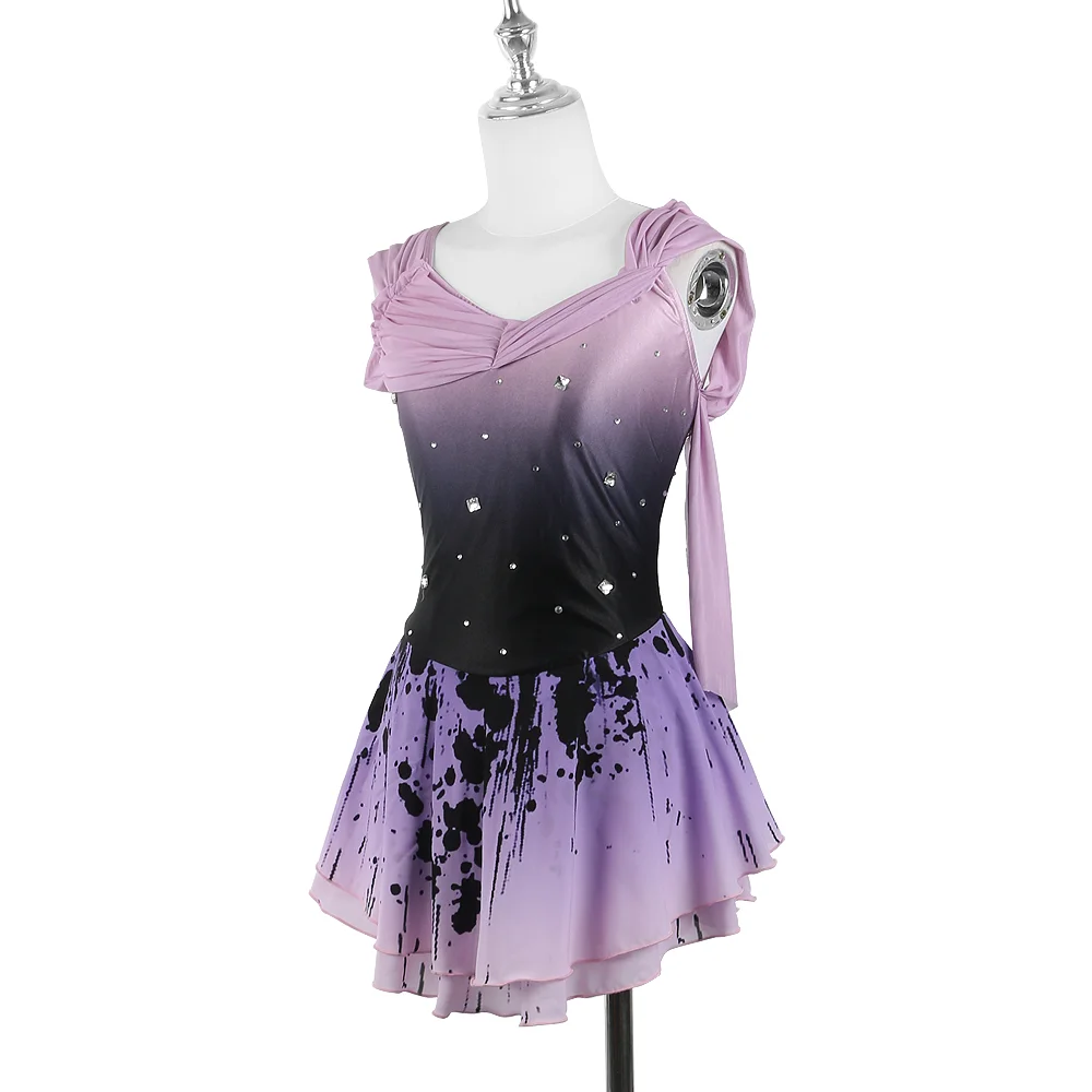 Zagitova Figure Skating Dress Women Girls Ice Skating Skirt Performance Competition Gradient Ink Color Sleeveless
