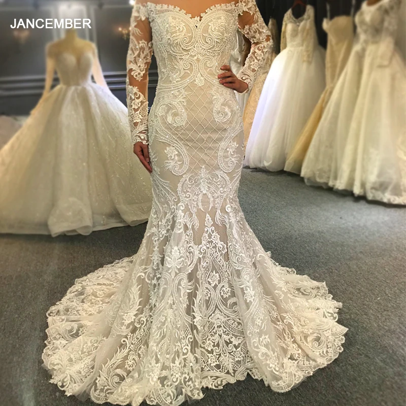 

NS3796 Trumpet Famous Dresses Brush Train Simple Wedding Dress Appliques Women'S Evening Dress For Wedding combinaison mariage