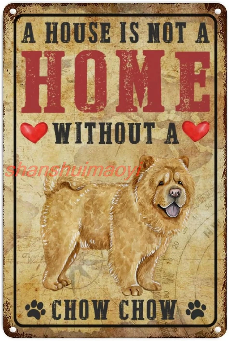 MAI A House Is Not A Home Without A Gold Chow Chow Metal Tin Sign Gold Chow Chow Mamá Regalo Retro Vintage Arte Placa de pared Divertido D