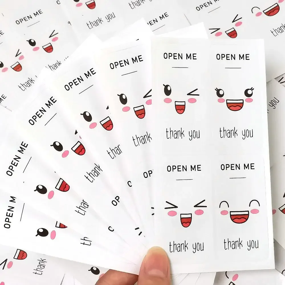 40-100pcs/pack Cute Open Me Stickers Thanks Your Labels for Small Business Package Decoration Envelope Seal Shipping Stickers