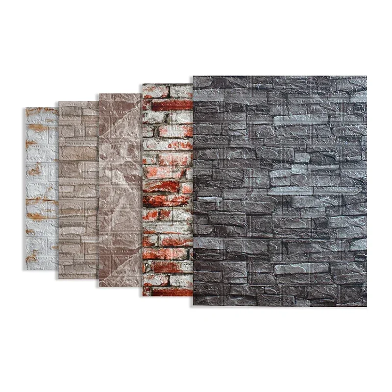 

5/10pcs 70*77cm 3D Brick Wall Paper for Living Room Bedroom TV Wall Waterproof Self-Adhesive Wallpaper Foam DIY Wall Stickers